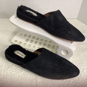 EUC Madewell mules fur leather slip on comfy flats